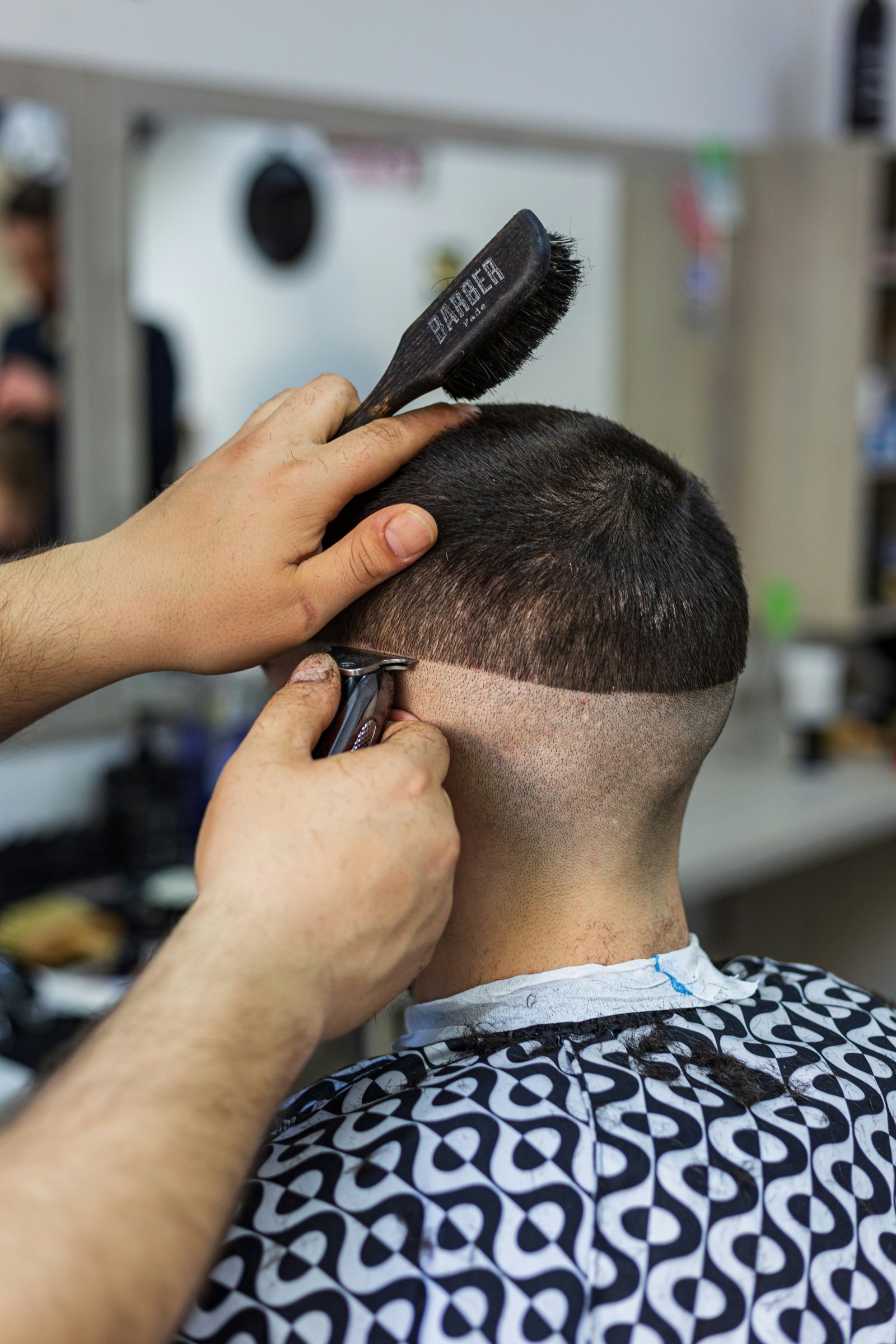 Haircut in progress