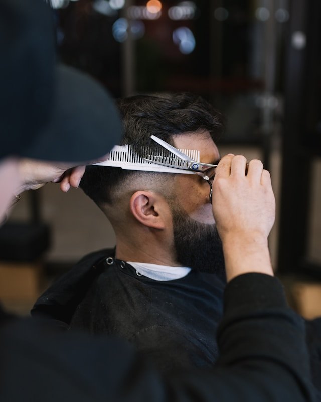 Haircut in progress